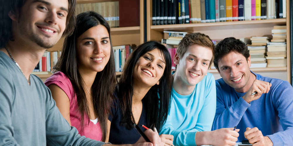 Students in library